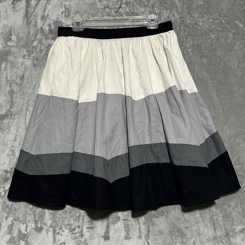 NWOT Kenar Pleated Linen Blend Midi Skirt Womens Size‎ 8 Black Lined Resortwear
